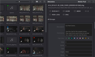 DaVinciResolve メタデータ