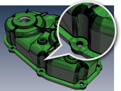 3Dモデルのポリゴン分割サイズを小さく設定した場合