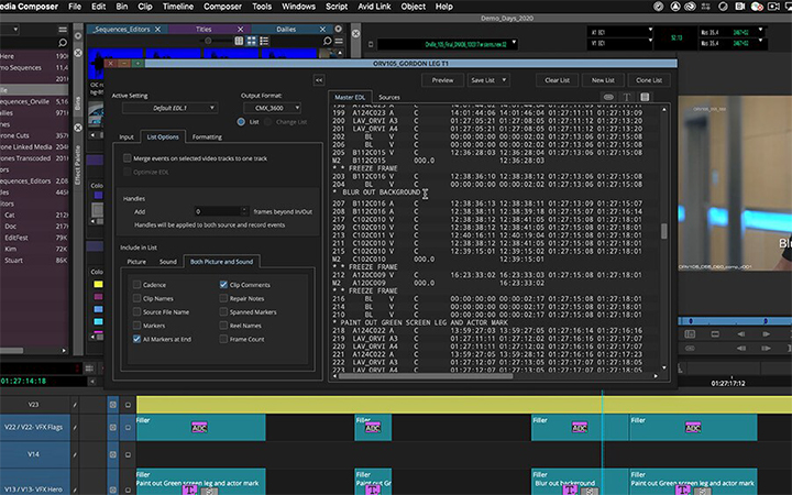 クリップノートとEDLにAVID TITLER+テキストを表示