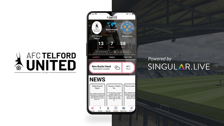 Singular社のグラフィックを使用したテルフォード・ユナイテッドのアプリを若手開発者が制作